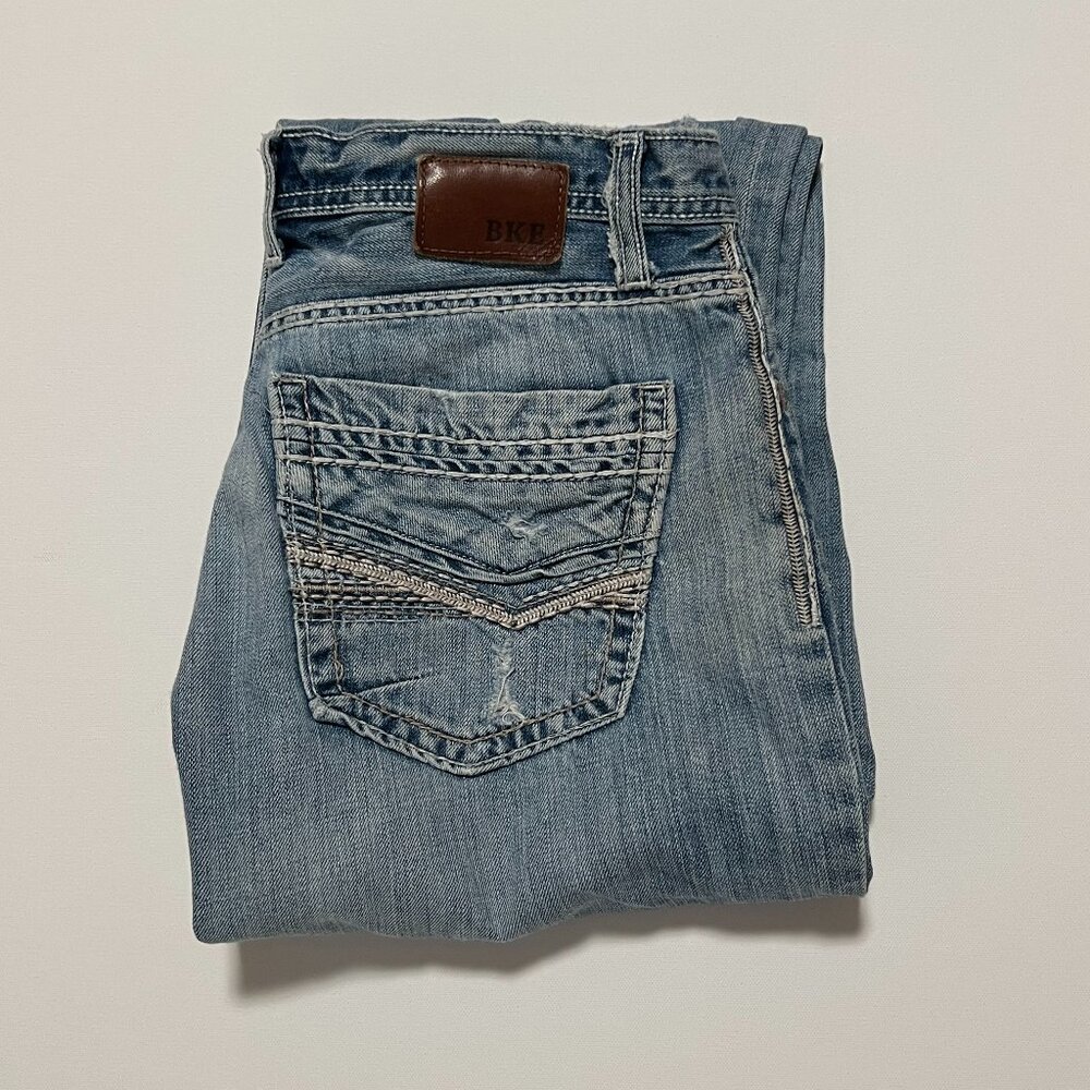 BKE Tyler Straight Jeans Distressed Ripped Denim Men's size 33S 33x29